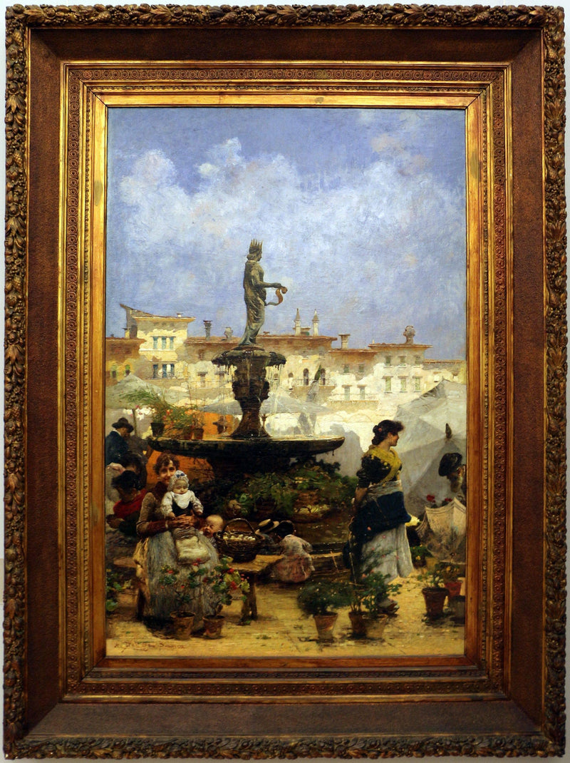 The fountain of the Madonna in Verona by Angelo Dall'Oca Bianca — Oil Painting Reproduction