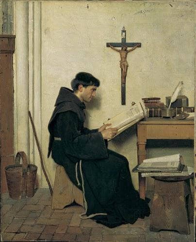 The Franciscan. Duns Scotus in his cell by Giacomo Favretto — Oil Painting Reproduction