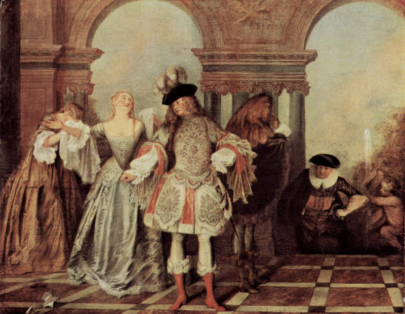 The French Comedians by Antoine Watteau — Oil Painting Reproduction