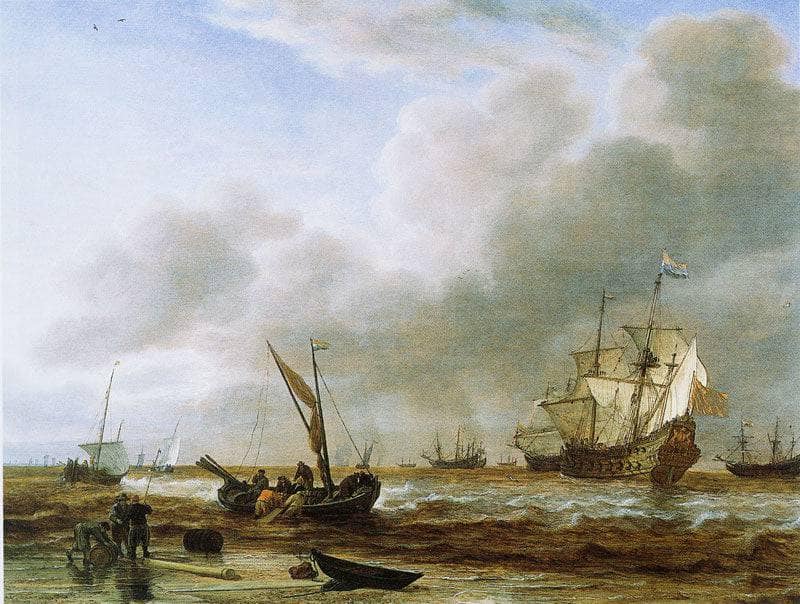 The Frigate 'Amsterdam' at Den Helder by Simon de Vlieger — Oil Painting Reproduction