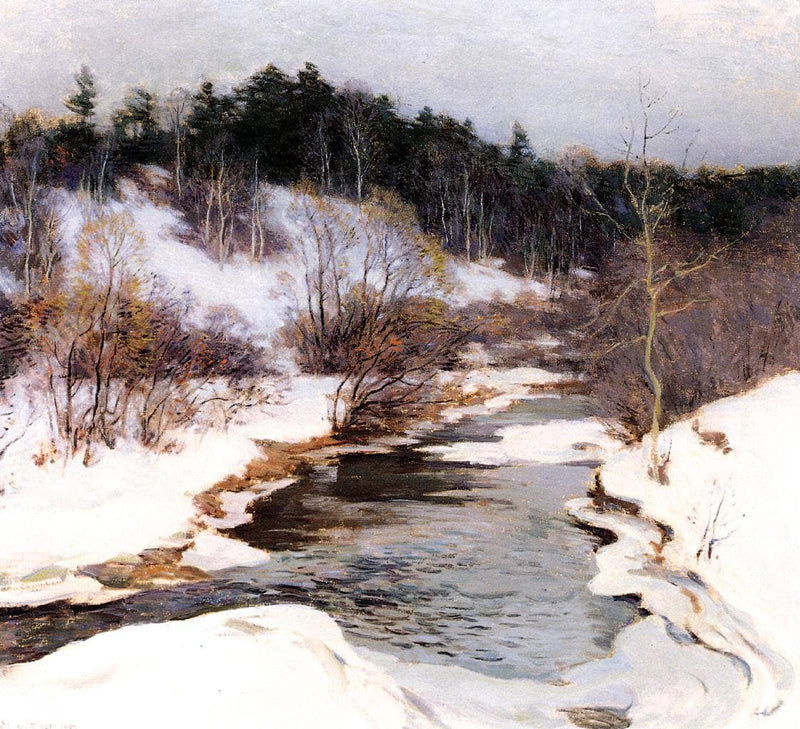 The Frozen Pool, March by Willard Metcalf — Oil Painting Reproduction