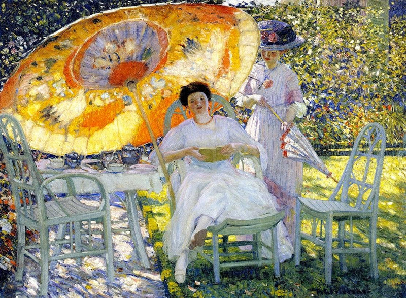 The Garden Parasol by Frederick Carl Frieseke — Oil Painting Reproduction