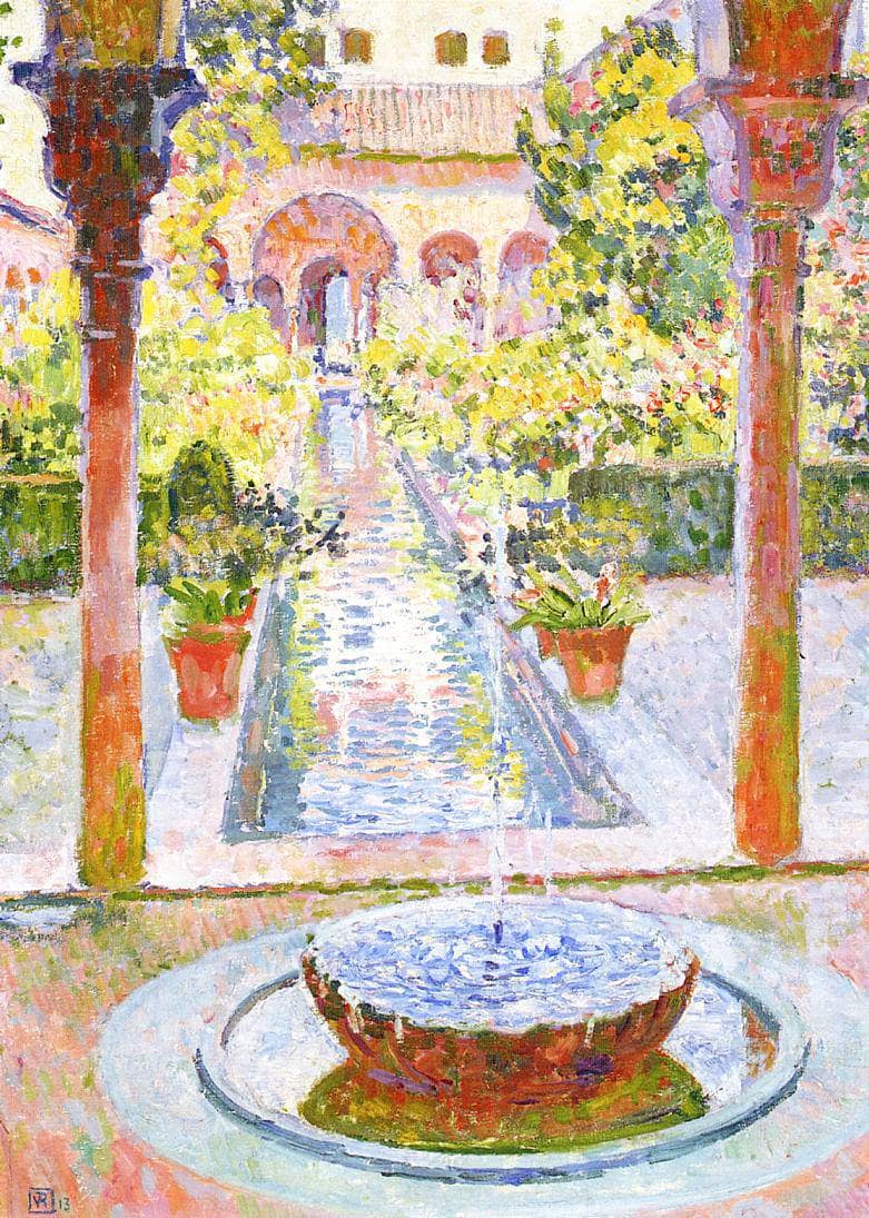 The Gardens of Generalife in Grenada by Theo van Rysselberghe — Oil Painting Reproduction