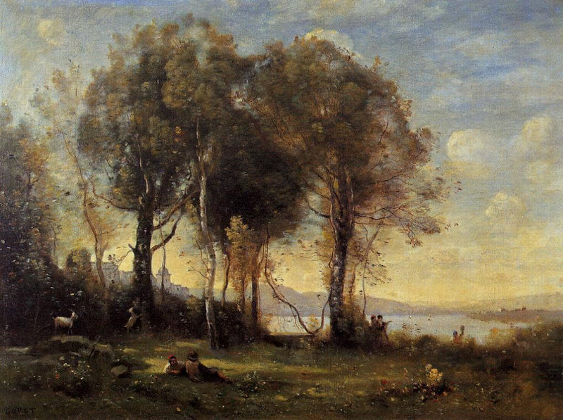 The Goatherds of Castel Gandolfo by Camille Corot — Oil Painting Reproduction