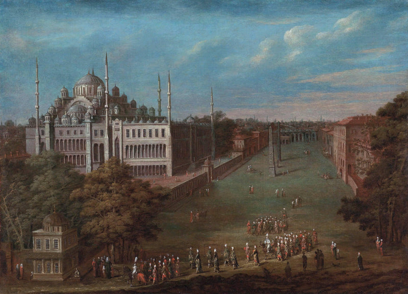The grand vizier crosses the Atmeydanı (the hippodrome) by Jean Baptiste Vanmour — Oil Painting Reproduction