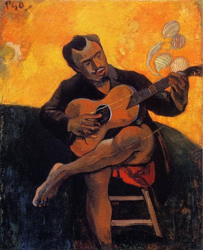 The guitar player by Paul Gauguin — Oil Painting Reproduction