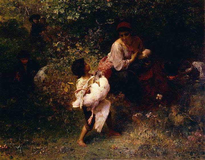 The gypsy camp by Ludwig Knaus — Oil Painting Reproduction