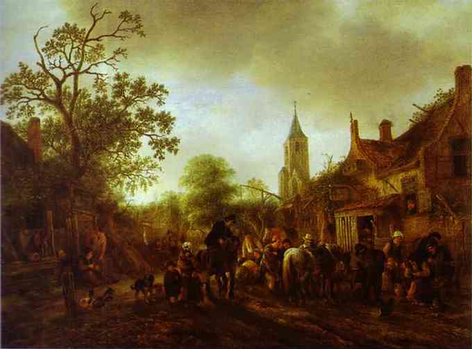 The Halt at the Inn by Adriaen van Ostade — Oil Painting Reproduction
