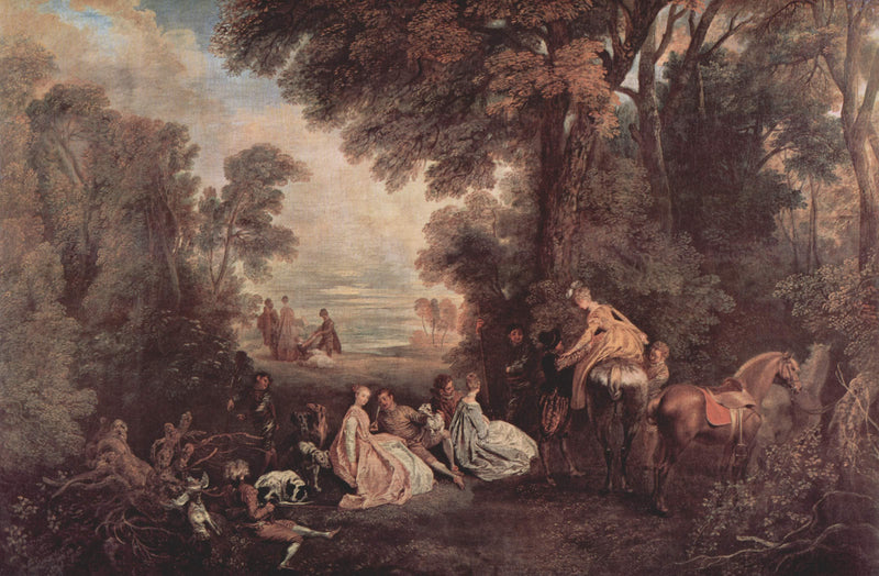 The Halt during the Chase by Antoine Watteau — Oil Painting Reproduction