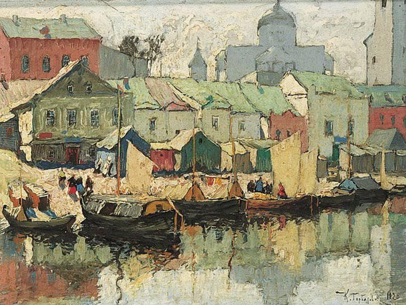 The Harbor by Konstantin Gorbatov — Oil Painting Reproduction