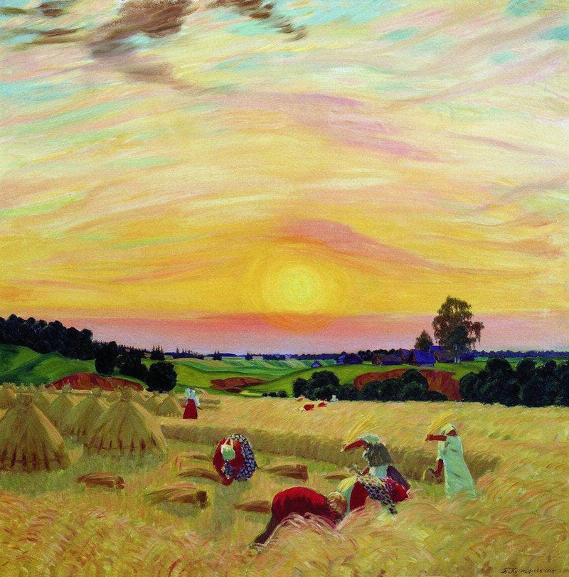The Harvest by Boris Kustodiev — Oil Painting Reproduction