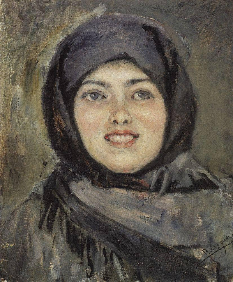 The head of laughting girl by Vasily Surikov — Oil Painting Reproduction