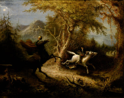 The Headless Horseman Pursuing Ichabod Crane in dining room