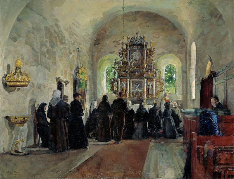 The Holy Communion Celebrated in Stange Church by Harriet Backer — Oil Painting Reproduction