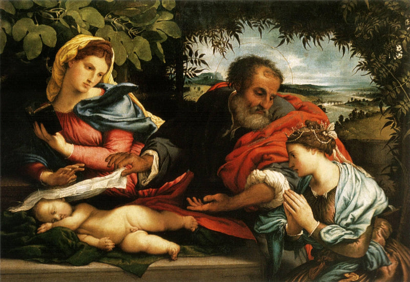 The Holy Family with St. Catherine of Alexandria by Lorenzo Lotto — Oil Painting Reproduction