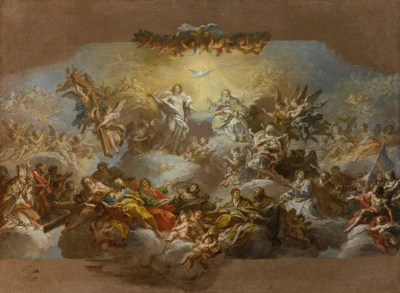The Holy Trinity and Saints in Glory by Sebastiano Conca — Oil Painting Reproduction