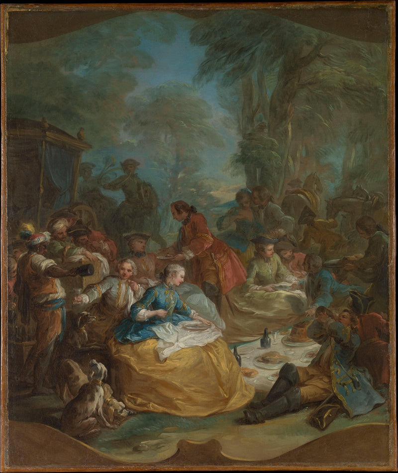 The Hunt Breakfast by Charles-Andre van Loo (Carle van Loo) — Oil Painting Reproduction