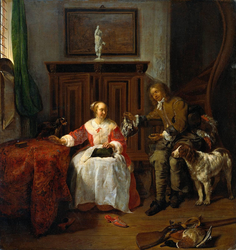 The Hunter's Present by Gabriel Metsu — Oil Painting Reproduction