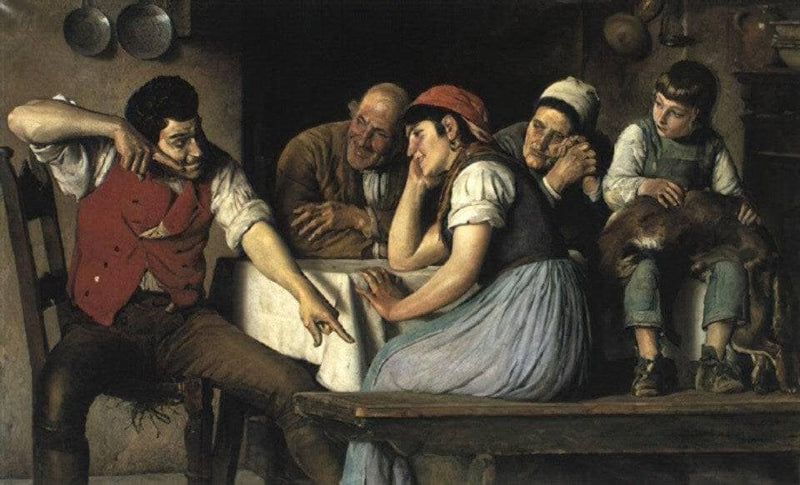 The Hunter's Tales by Achille Glisenti — Oil Painting Reproduction