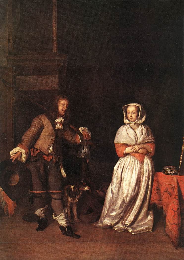 The Huntsman and the Lady by Gabriel Metsu — Oil Painting Reproduction