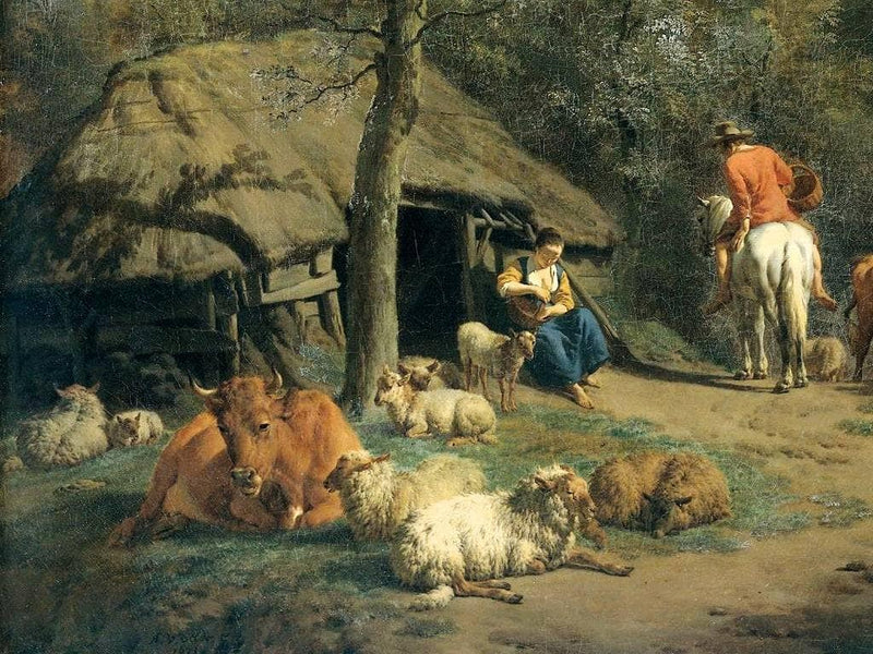The Hut (detail) by Adriaen van de Velde — Oil Painting Reproduction