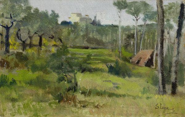The hut on the farm by Silvestro Lega — Oil Painting Reproduction