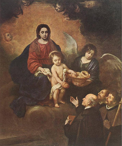 The Infant Jesus Distributing Bread to Pilgrims in living room