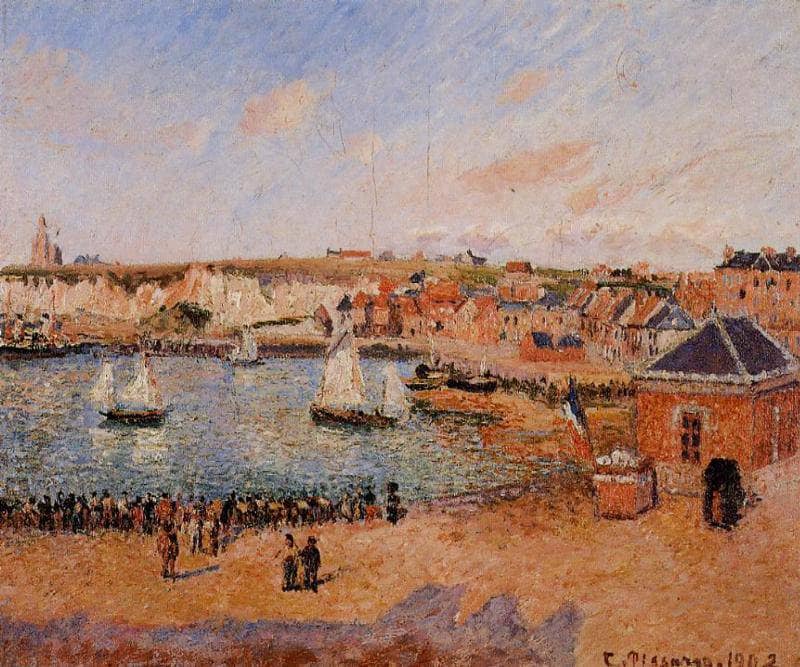 The Inner Harbor, Dieppe Afternoon, Sun, Low Tide by Camille Pissarro — Oil Painting Reproduction