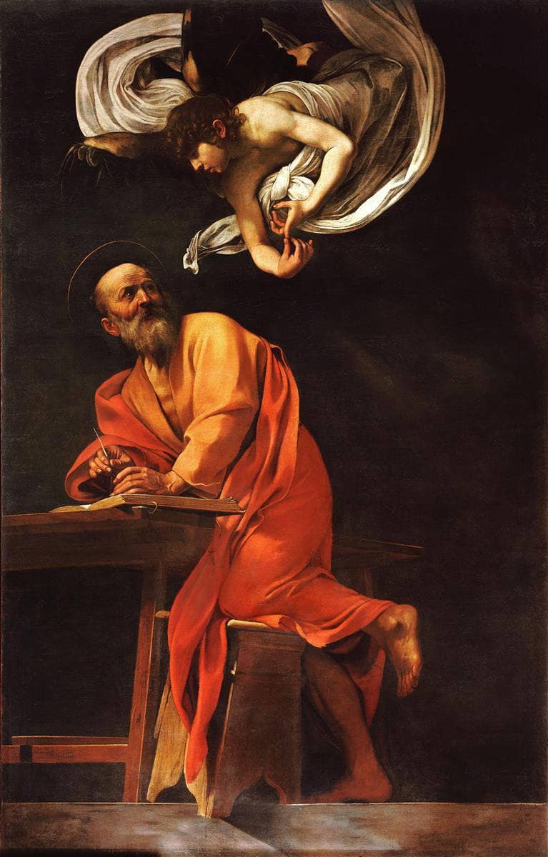 Inspiration of Saint Matthew by Caravaggio — Oil Painting Reproduction