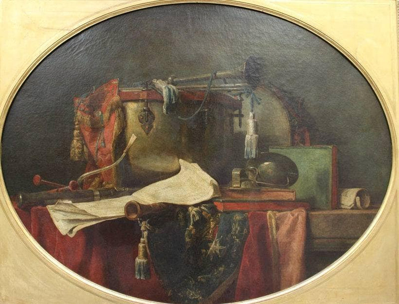 The instruments of military music by Jean-Baptiste-Simeon Chardin — Oil Painting Reproduction