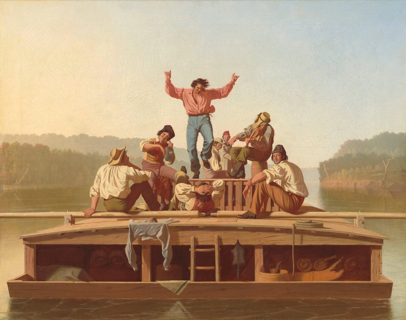 The Jolly Flatboatmen by George Caleb Bingham, Oil Painting Reproduction