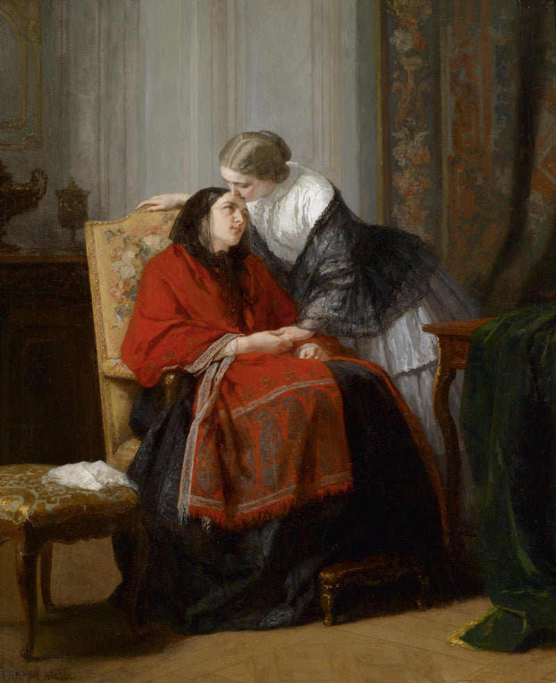 The kiss by Jules Trayer — Oil Painting Reproduction