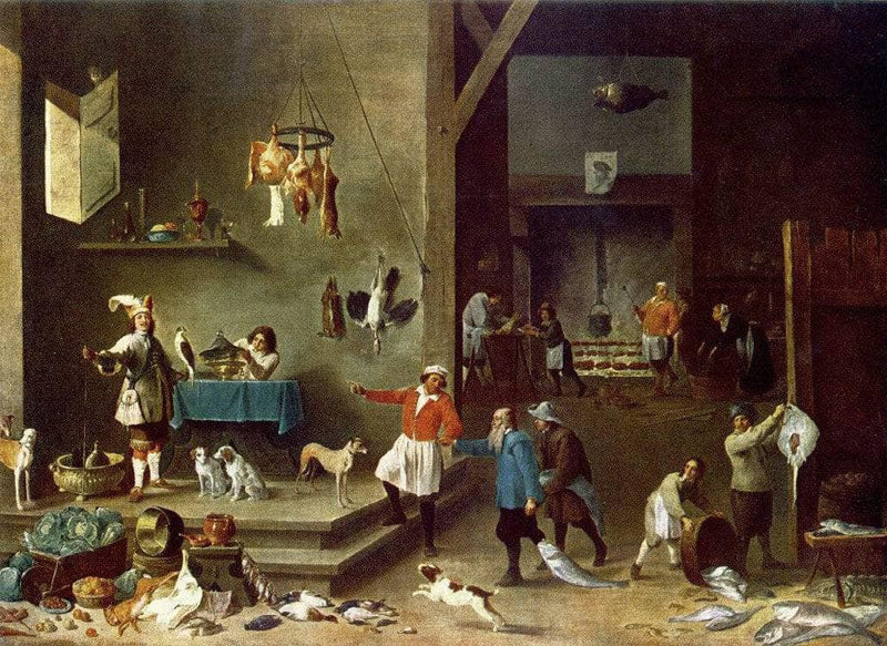 The Kitchen by David Teniers the Younger — Oil Painting Reproduction