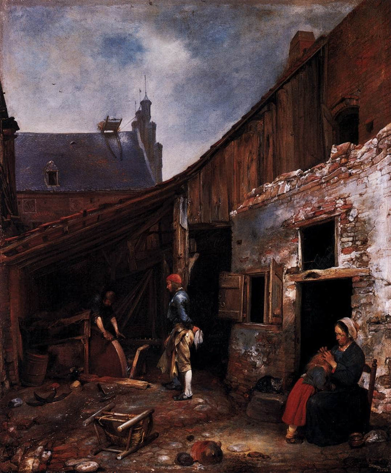 The Knifegrinder's Family by Gerard Terborch — Oil Painting Reproduction