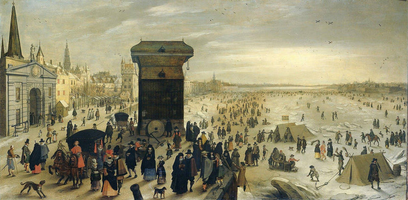 The Kranenhoofd on the Scheldt, Antwerp (Winter Pastime on the Scheldt in Antwerp) by Sebastiaen Vrancx, Oil Painting Reproduction