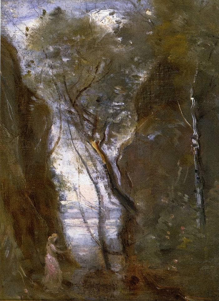 The Lac de Nemi by Camille Corot — Oil Painting Reproduction