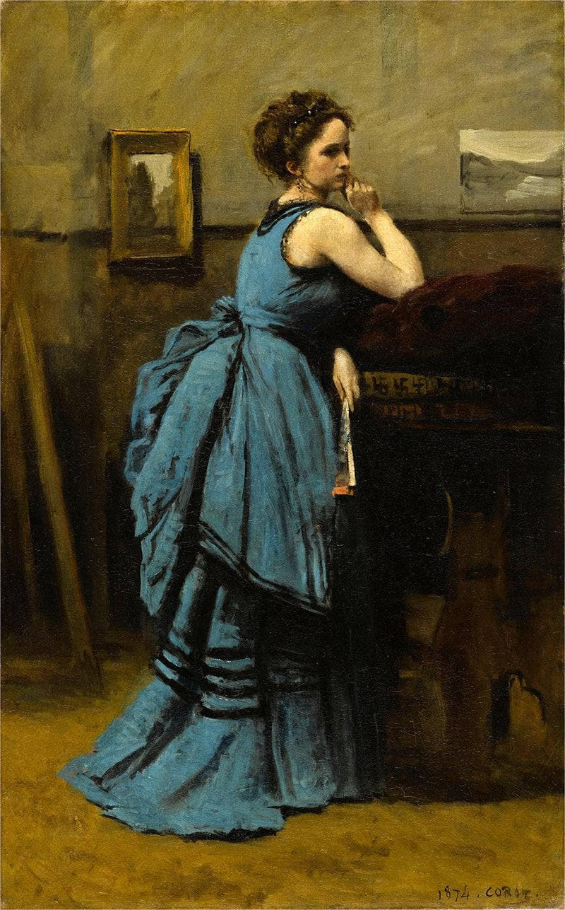 The Lady in Blue by Camille Corot — Oil Painting Reproduction