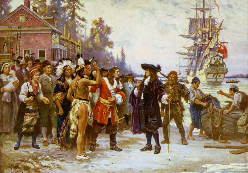 The Landing of William Penn by Jean Leon Gerome Ferris — Oil Painting Reproduction