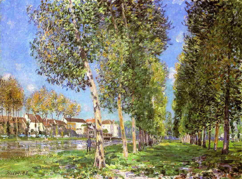 The Lane of Poplars at Moret Sur Loing by Alfred Sisley — Oil Painting Reproduction