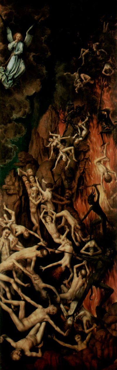 The Last Judgment, triptych, right wing Casting the Damned into Hell in bedroom