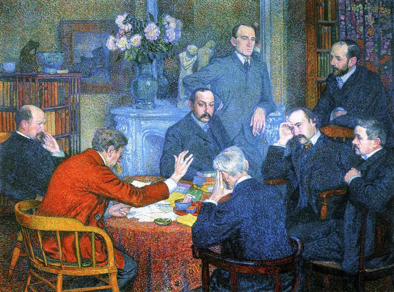 The Lecture by Emile Verhaeren by Theo van Rysselberghe — Oil Painting Reproduction