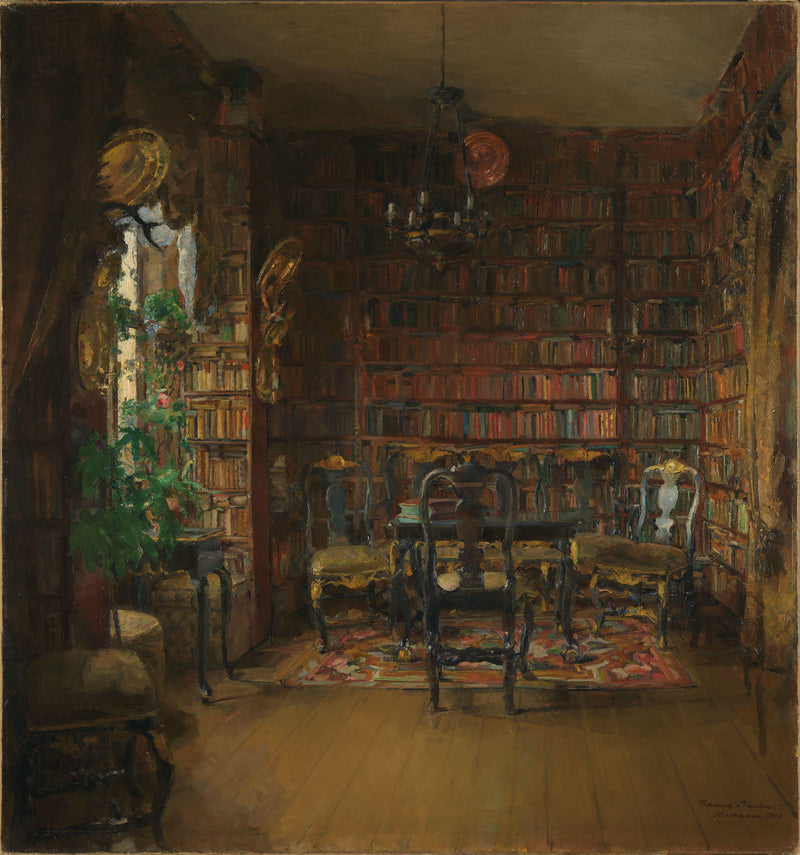 The Library of Thorvald Boeck by Harriet Backer — Oil Painting Reproduction