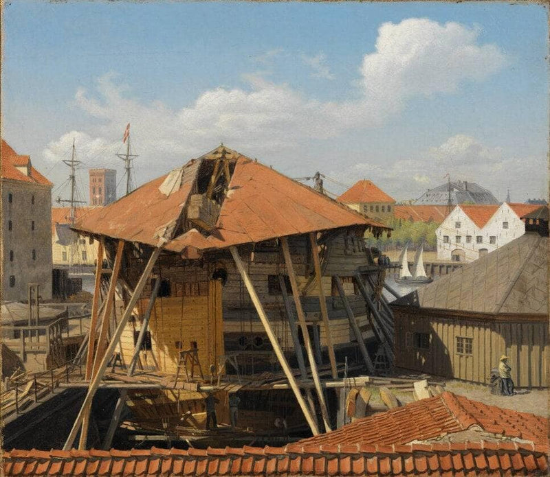 The Liner Skjold in Christianhavn Dock by Otto Bache — Oil Painting Reproduction