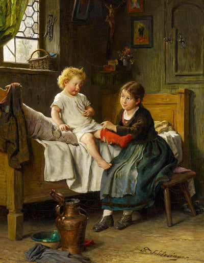 The little brother in kitchen