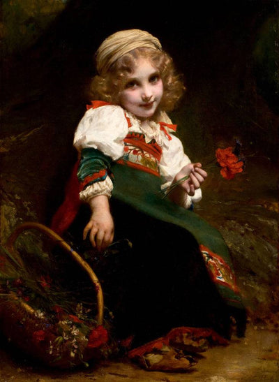 The little flower gatherer in study