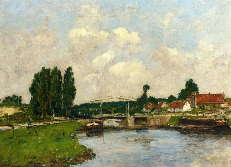 The Lock at Saint-Valery-sur-Somme by Eugene Boudin — Oil Painting Reproduction