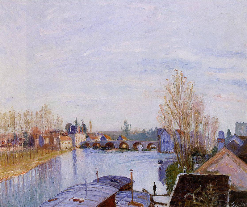 The Loing at Moret, the Laundry Boat by Alfred Sisley — Oil Painting Reproduction