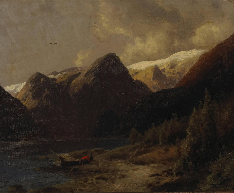 The Lone Boat by Hermann Ottomar Herzog — Oil Painting Reproduction