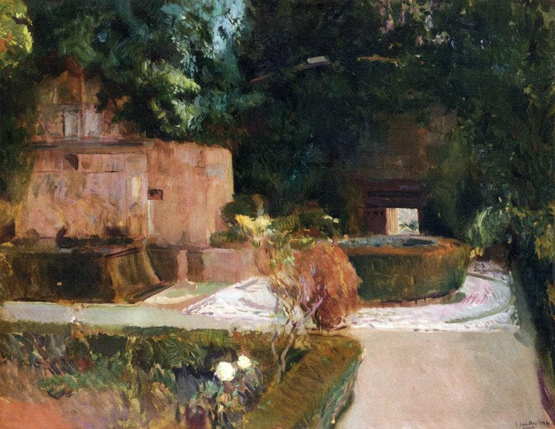 The Los Adarves Gardens, The Alhambra, Granada by Joaquín Sorolla — Oil Painting Reproduction