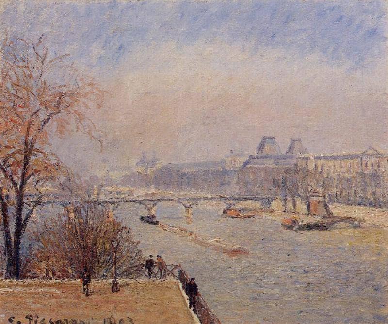 The Louvre, March Mist by Camille Pissarro — Oil Painting Reproduction